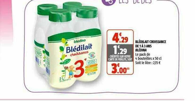 blédilait croissance de 1 à 3 ans blédina