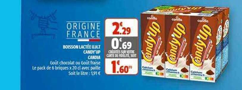boisson lactée u.h.t. candy'up candia