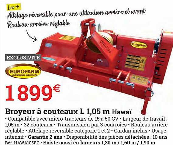 broyeur à couteaux l 1,05 hawaï eurofarm