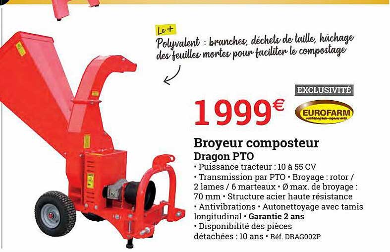 broyeur composteur dragon pto eurofarm