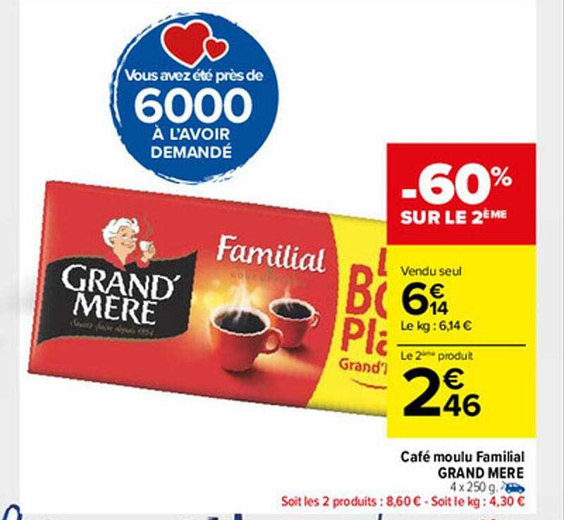 café moulu familial grand mère -60% sur le 2ème