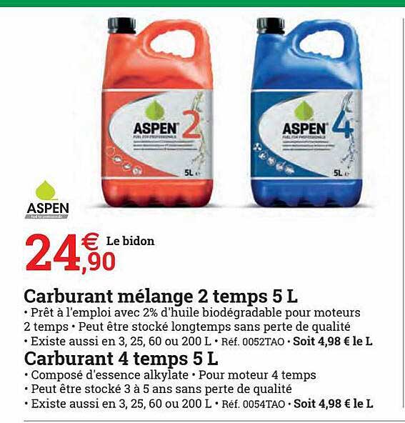 carburant mélange 2 temps 5 l, carburant 4 temps 5 l aspen
