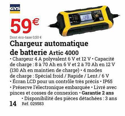 chargeur automatique de batterie artic 4000