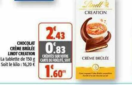 chocolat crème brûlée lindt création