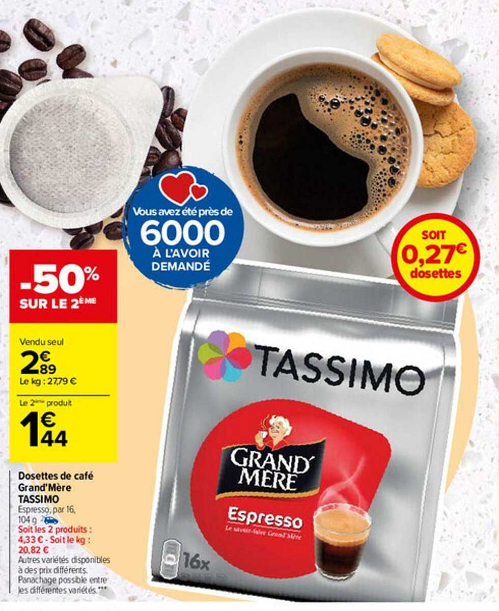dosettesde café grand mère tassimo -50% sur le 2ème