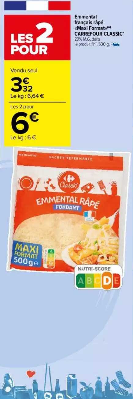 emmental français râpé "maxi format" carrefour classic'