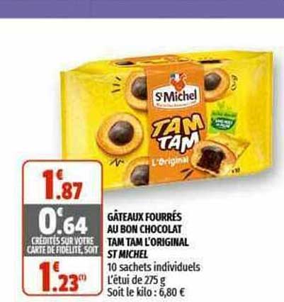 gâteaux fourrés au bon chocolat tam tam l'original st michel