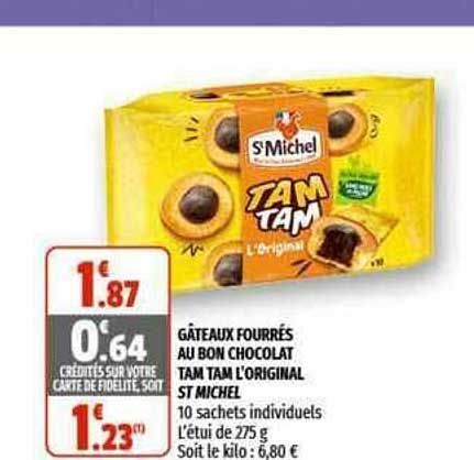 gâteaux fourrés au bon chocolat tam tam l'original st michel