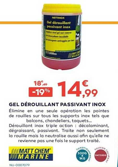 gel dérouillant passivant inox