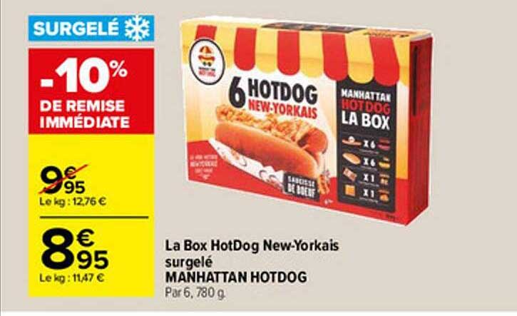 La Box HotDog New-yorkais Surgelé Anhattan Hotdog