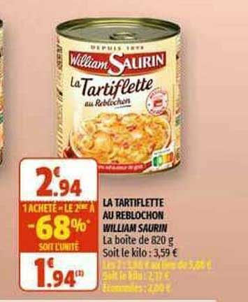 la tartiflette au reblochon william saurin