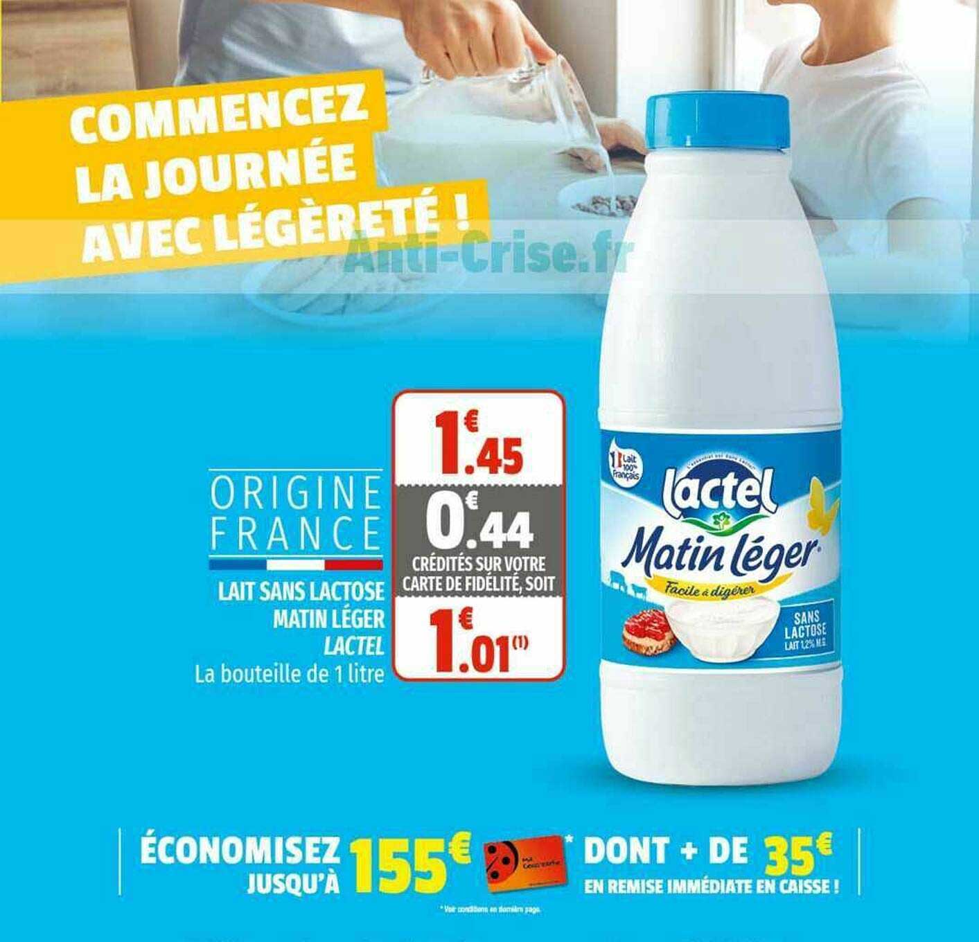 lait sans lactose matin léger lactel