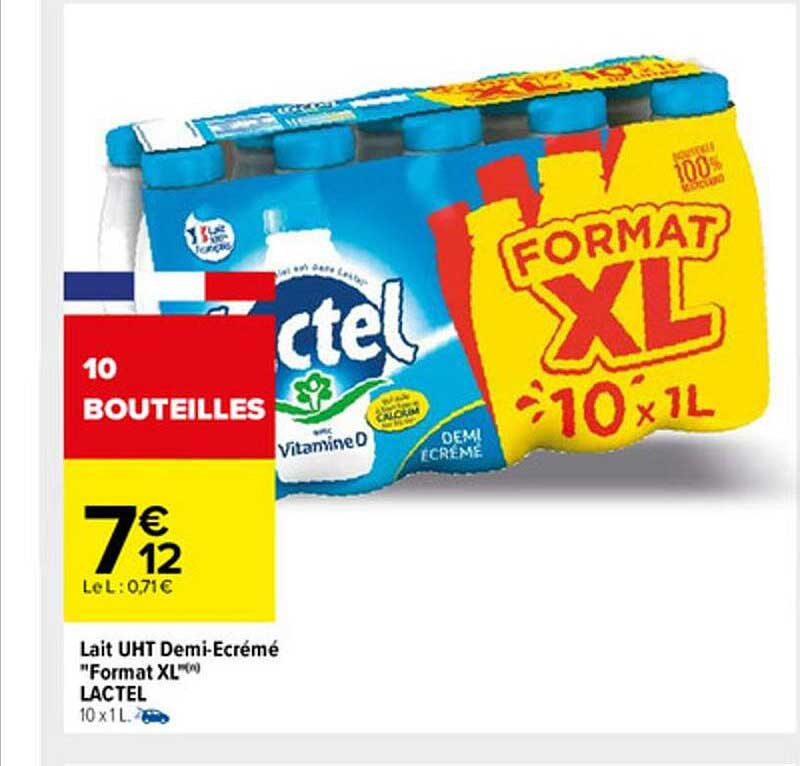 lait uht demi-écrémé format xl lactel