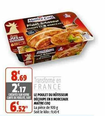 le poulet du rôtisseur découpé en 8 morceaux maître coq