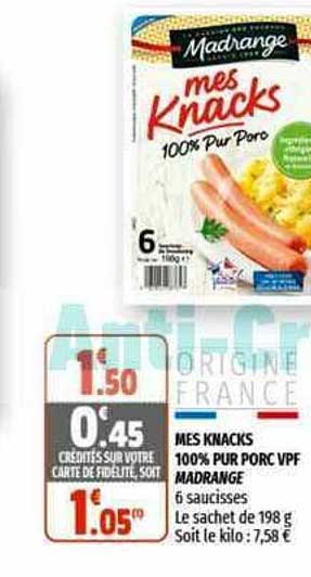 mes knacks 100% pur porc vpf madrange