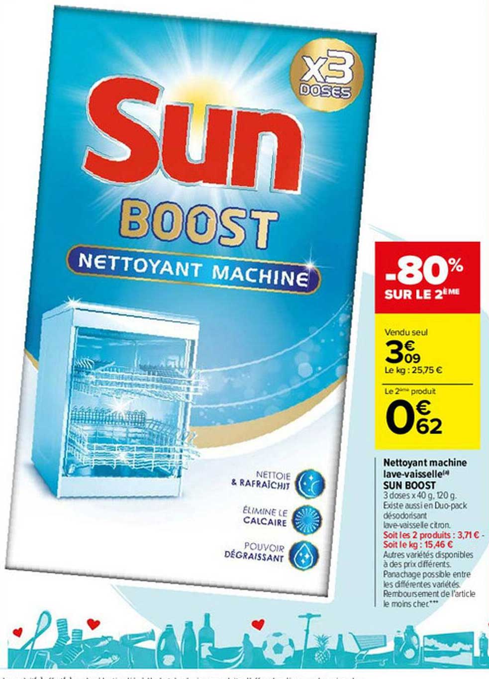 nettoyant machine lave-vaisselle sun boost