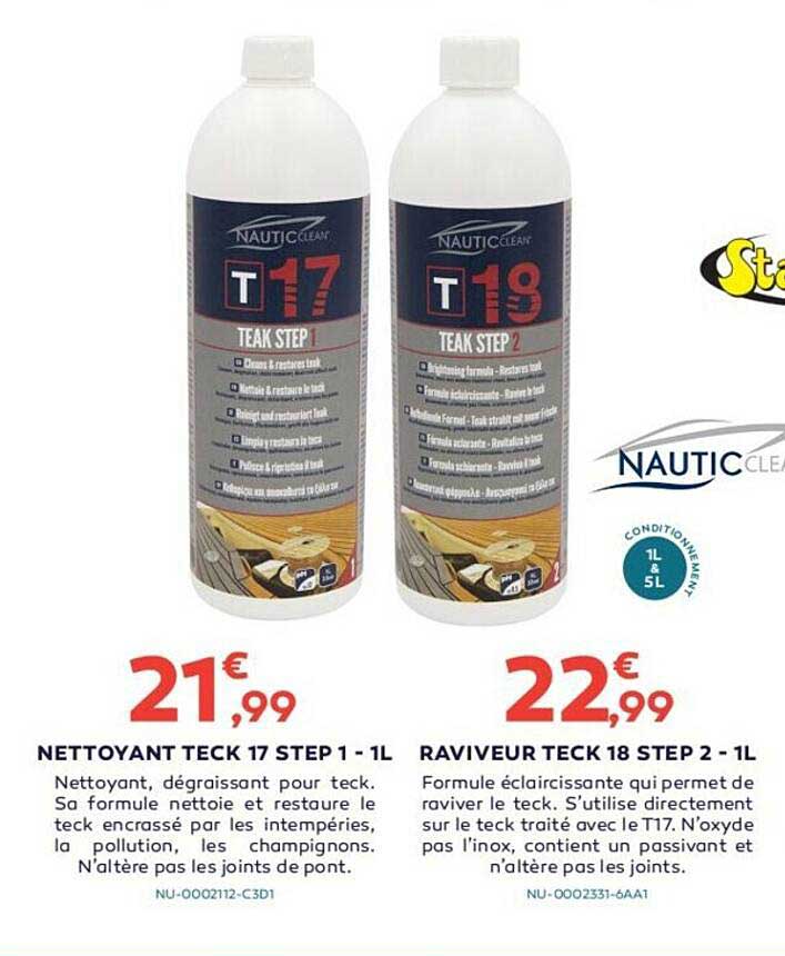 nettoyant teck 17 step 1 - 1l, raviveur teck 18 step 2 - 1l