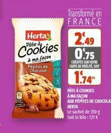 pâte à cookies à ma façon aux pépites de chocolat herta