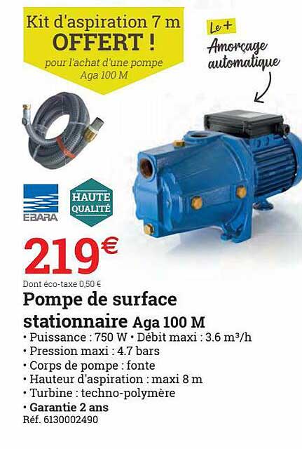 pompe de surface stationnaire aga 100 m ebara