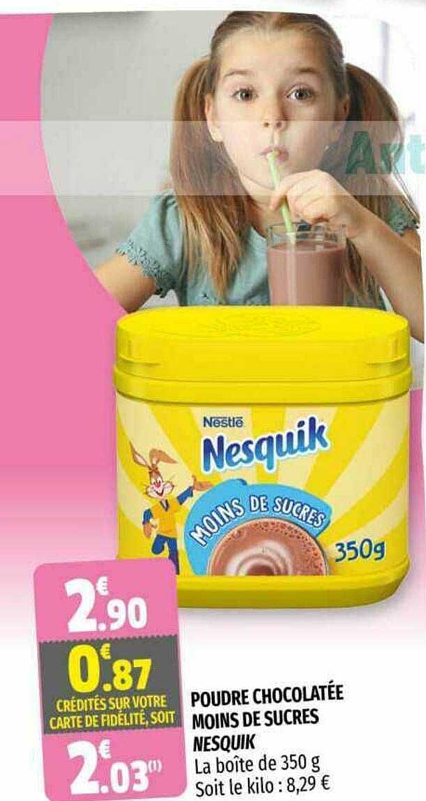 poudre chocolatée moins de sucres nesquik