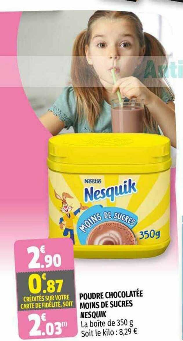 poudre chocolatée moins de sucres nesquik