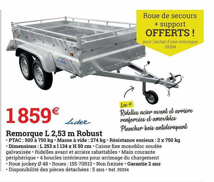 remorque l 2,53 robust lider