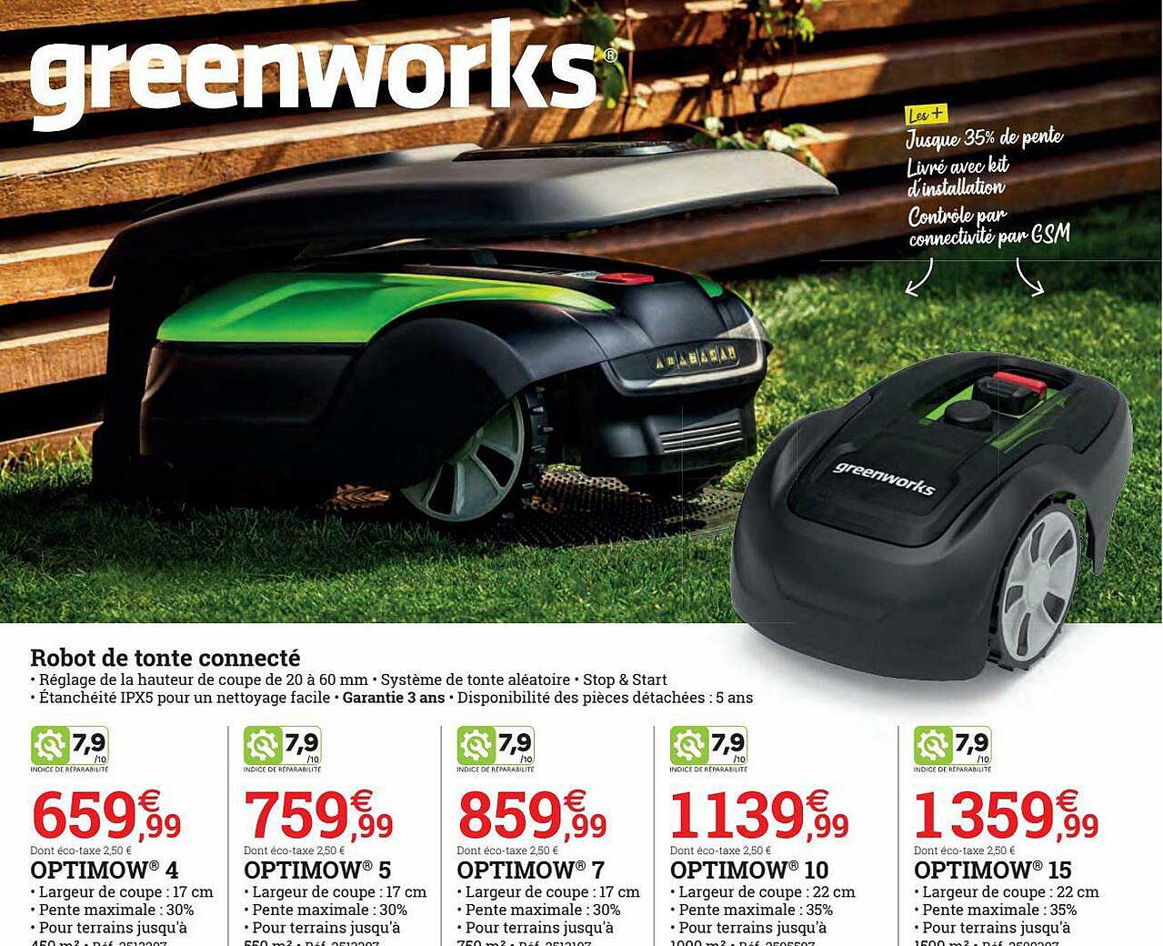 robot de tonte connecté greenworks