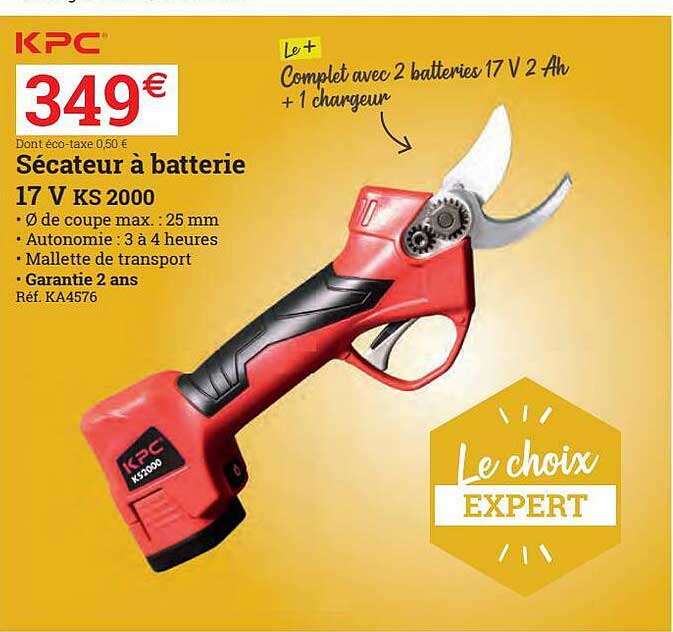 sécateur à batterie 17 v ks 2000 kpc