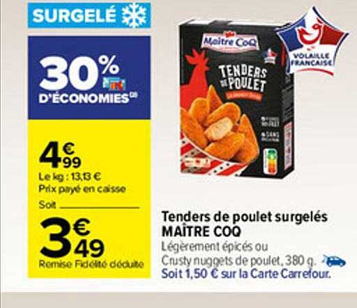 tenders de poulet surgelés maître coq