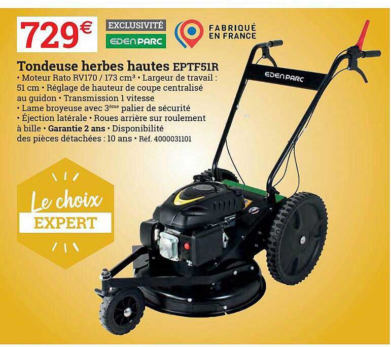 tondeuse herbes hautes eptf51r eden parc