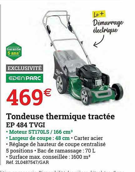 Tondeuse Thermique Tractée Ep 484 Tvgi Eden Parc