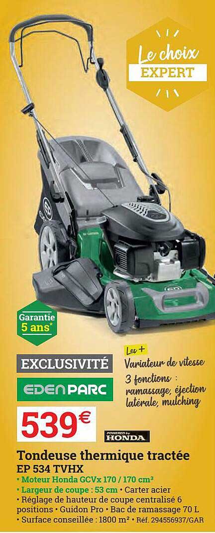 Tondeuse Thermique Tractée Ep 534 Tvhx Eden Parc