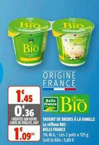 yaourt de brebis à la vanille le réflexe bio belle france