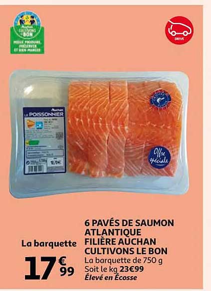 6 pavés de saumon atlantique filière auchan cultivons le bon