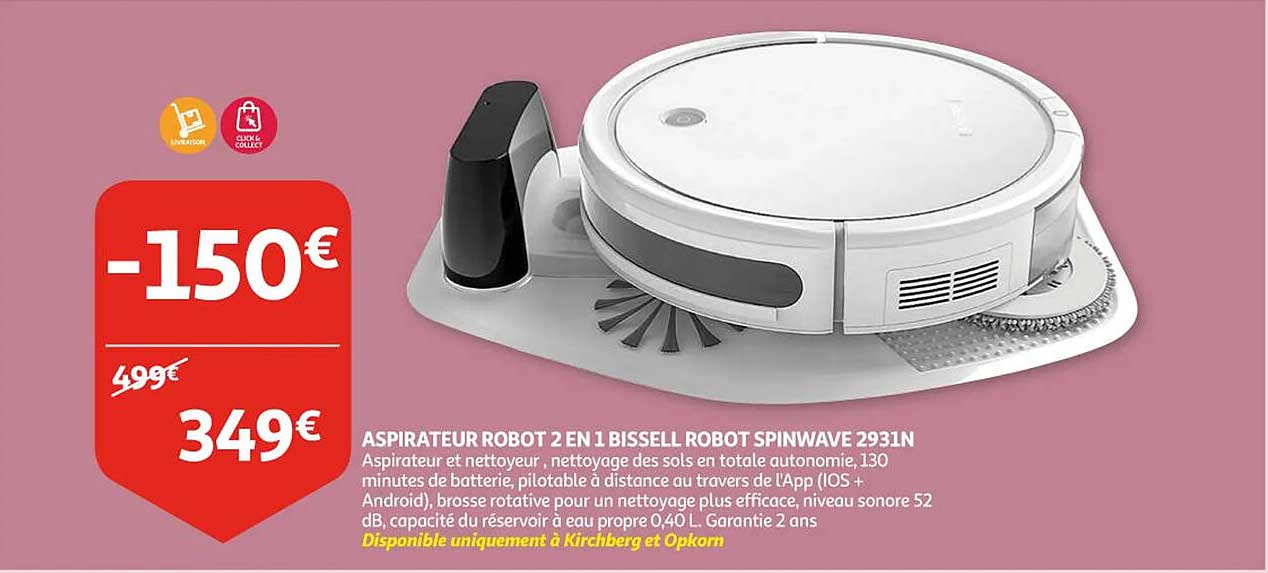 aspirateur robot 2en1 bissell robot spinwave 2931n