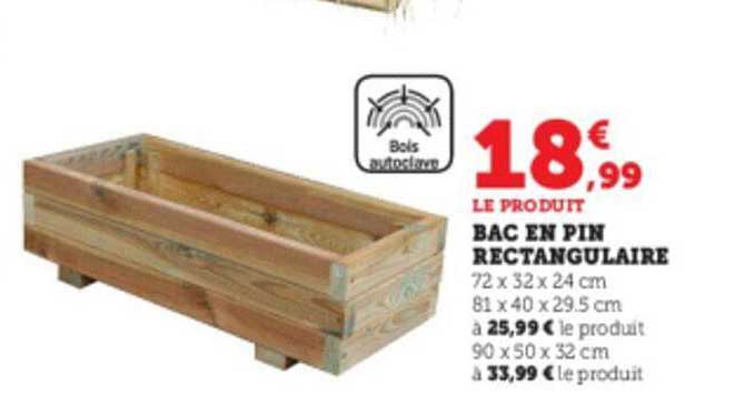 Bac En Pin Rectangulaire