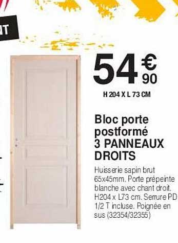 bloc porte postformé 3 panneaux droits