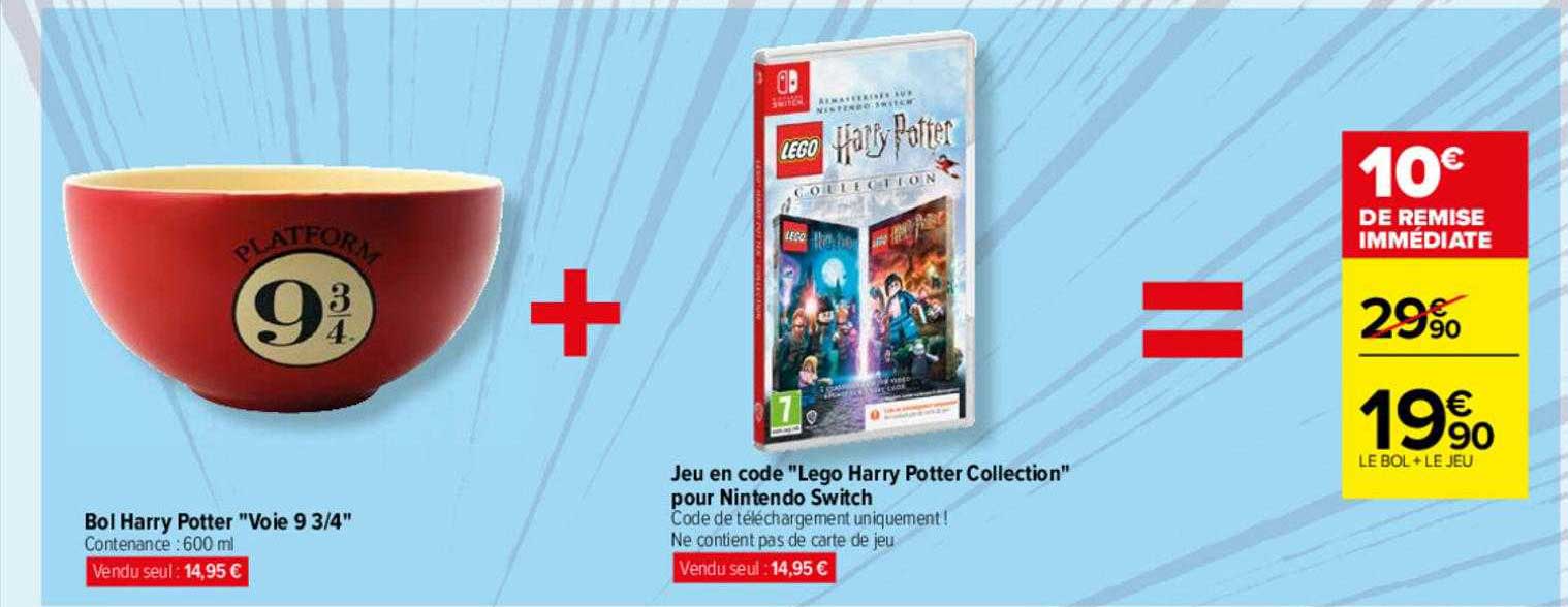 bol harry potter "voie 9 3-4" + jeu en code "lego harry potter collection" pour nintendo switch
