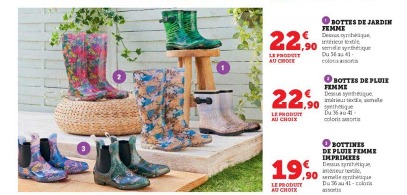 bottes de jardin femme, bottes de pluie femme, bottines de pluie femme imprimées