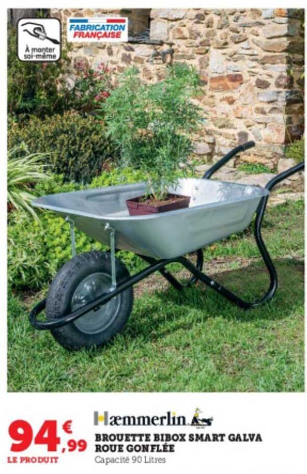 brouette bibox smart galva roue gonflée