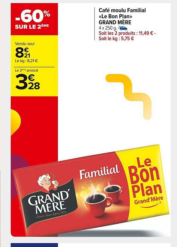 café moulu familial "le bon plan" grand mère