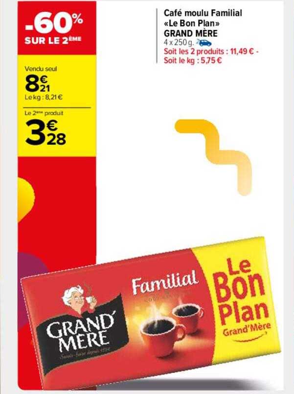 café moulu familial «le bon plan» grand mère