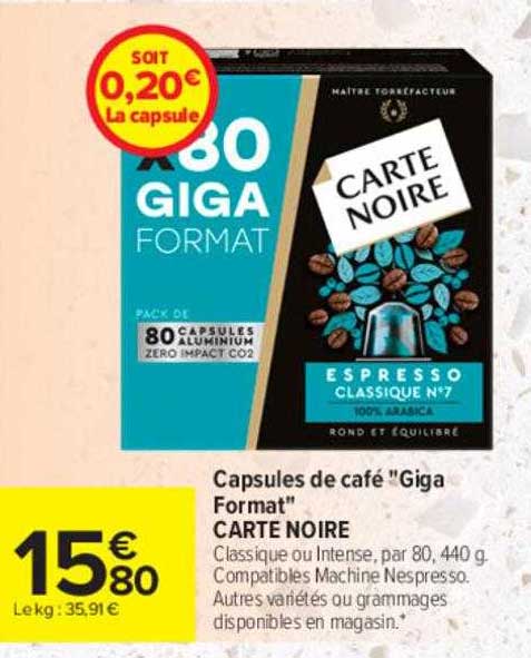 capsules de café "giga format" carte noire