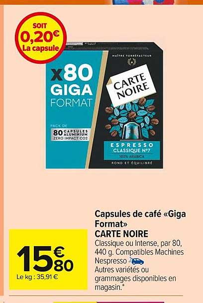 capsules de café "giga format" carte noire