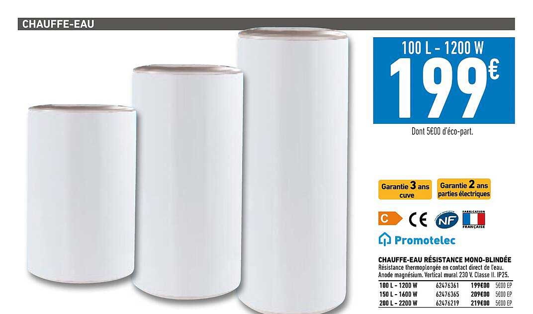 chauffe-eau résistance mono-blindée promotelec