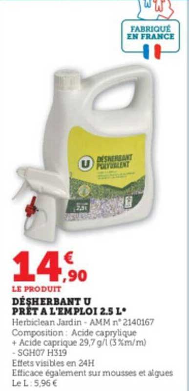 désherbant u prêt à l'emploi 2.5 l