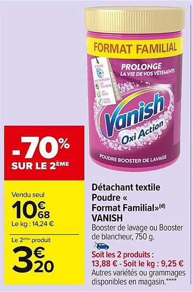 détachant textile poudre "format familial" vanish