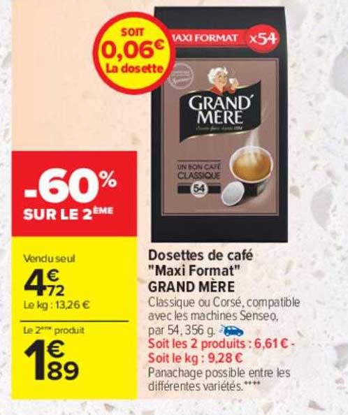 Dosettes De Café "maxi Format" Grand Mère