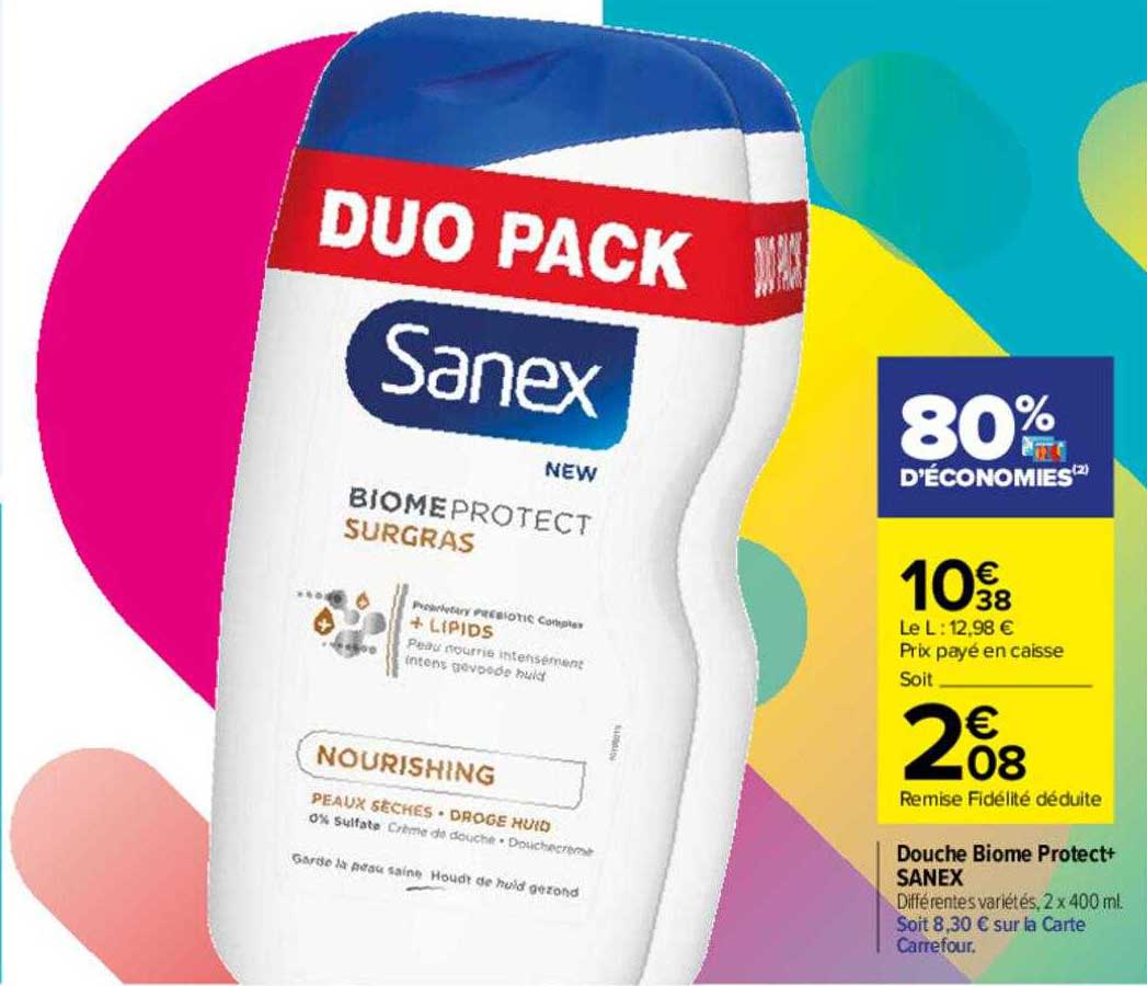 douche biome protect+ sanex