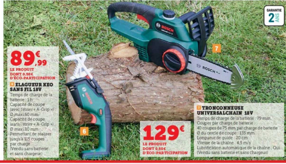 élagueur keo sans fil 18v, tronçonneuse universalchain 18v